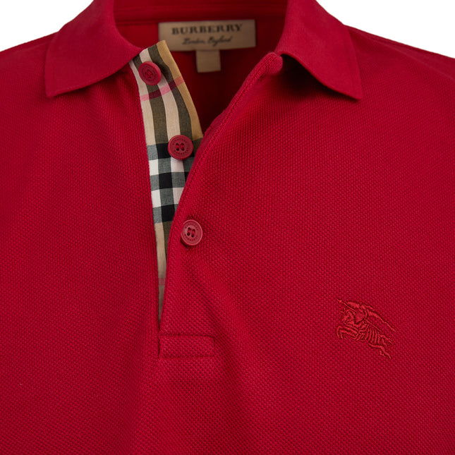 Burberry Red Cotton Collared Polo Shirt