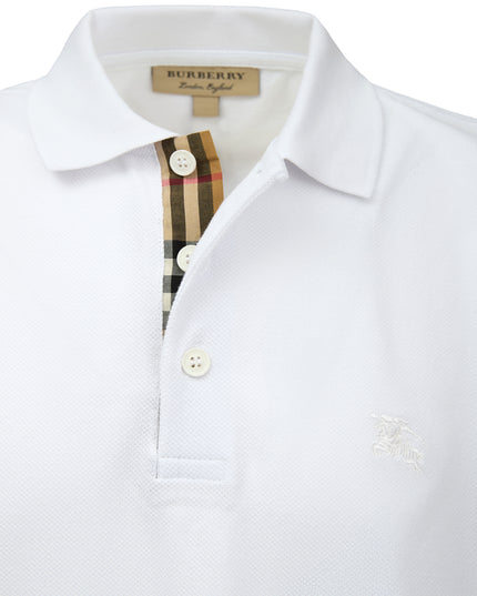 Burberry White Cotton Collared Polo Shirt