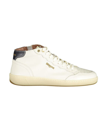 Blauer White Leather Men Sneaker