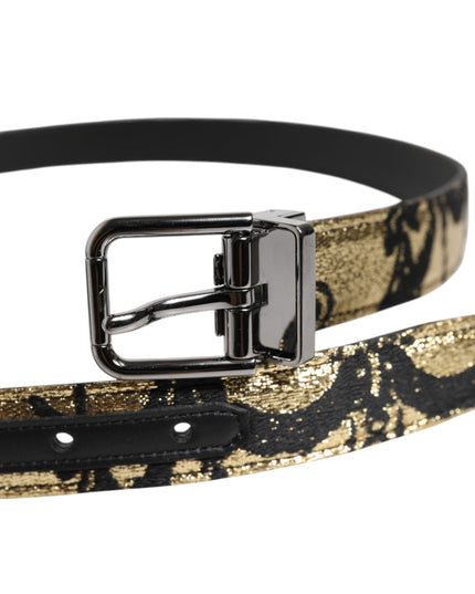 Dolce & Gabbana Multicolor Jacquard Leather Metal Buckle Belt