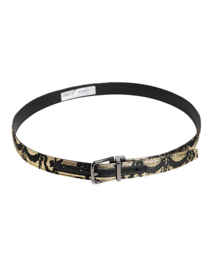 Dolce & Gabbana Multicolor Jacquard Leather Metal Buckle Belt