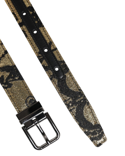 Dolce & Gabbana Multicolor Jacquard Leather Metal Buckle Belt