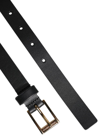 Dolce & Gabbana Black Classic Gold Metal Logo Buckle Belt