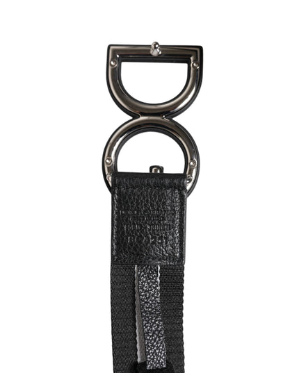 Dolce & Gabbana Black Polyester Logo Print DG Buckle Belt