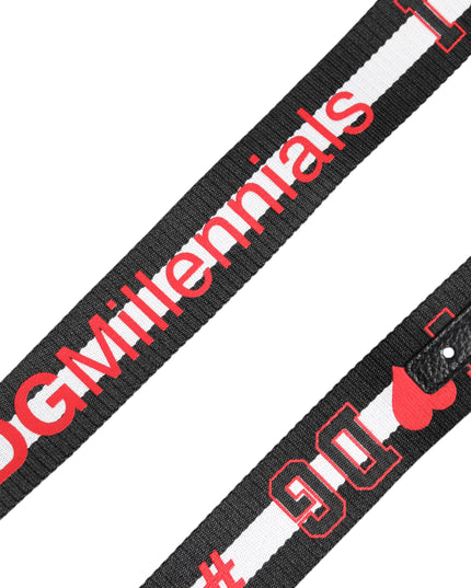 Dolce & Gabbana Black Polyester Logo Print DG Buckle Belt