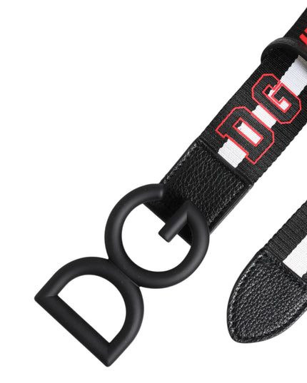 Dolce & Gabbana Black Polyester Logo Print DG Buckle Belt