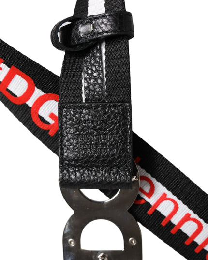 Dolce & Gabbana Black Cotton Logo Print DG Buckle Belt