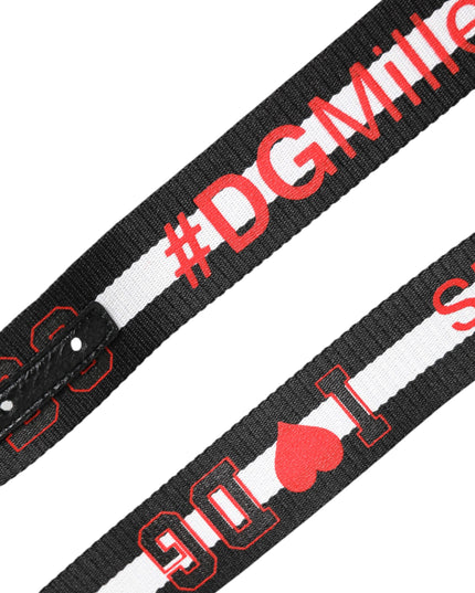 Dolce & Gabbana Black Cotton Logo Print DG Buckle Belt