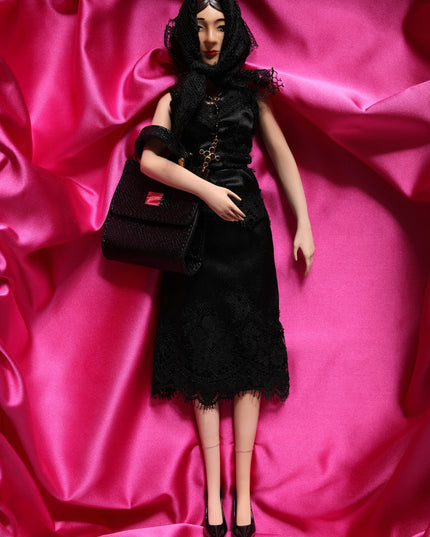 Dolce & Gabbana Black Dress Ceramic Porcelain Fashion Leather Sicily Dolls