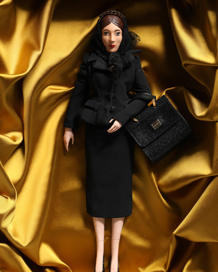 Dolce & Gabbana Black Dress Ceramic Porcelain Fashion Leather Sicily Dolls