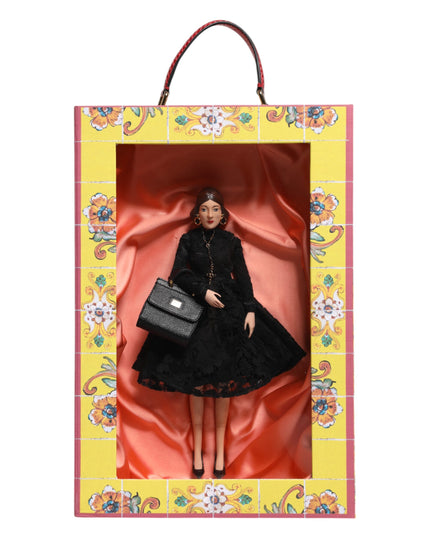 Dolce & Gabbana Black Dress Ceramic Porcelain Fashion Leather Sicily Dolls