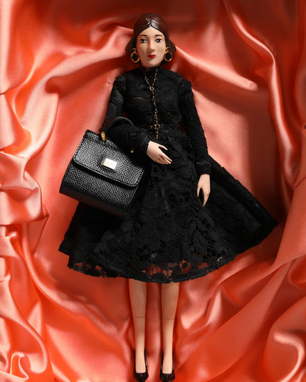 Dolce & Gabbana Black Dress Ceramic Porcelain Fashion Leather Sicily Dolls