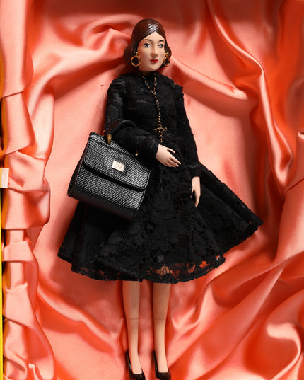 Dolce & Gabbana Black Dress Ceramic Porcelain Fashion Leather Sicily Dolls