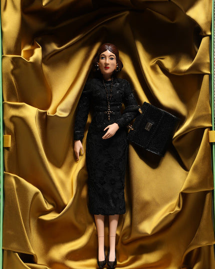 Dolce & Gabbana Black Dress Ceramic Porcelain Fashion Leather Sicily Dolls