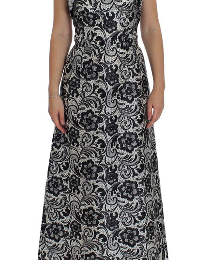 Dolce & Gabbana White Floral Lace Silk Corset Maxi Dress