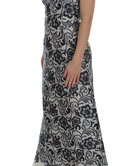 Dolce & Gabbana White Floral Lace Silk Corset Maxi Dress