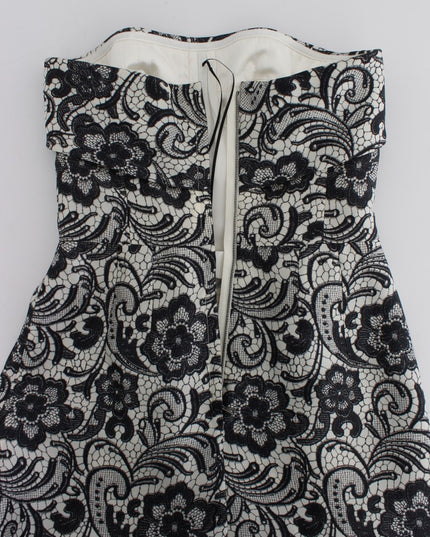 Dolce & Gabbana White Floral Lace Silk Corset Maxi Dress