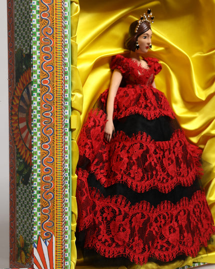 Dolce & Gabbana Red Dress Ceramic Porcelain Fashion Box Leather Sicily Dolls