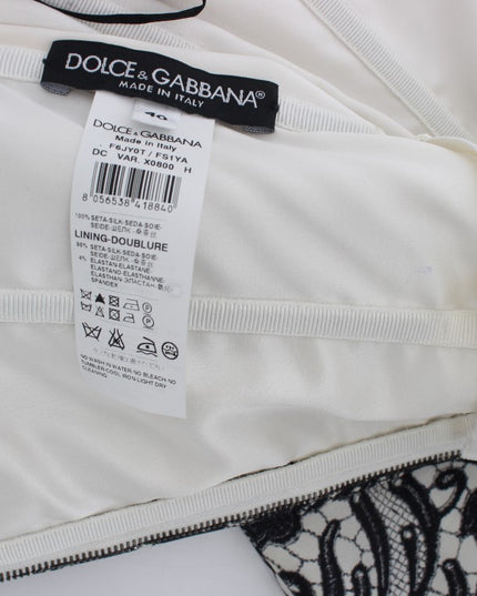 Dolce & Gabbana White Floral Lace Silk Corset Maxi Dress