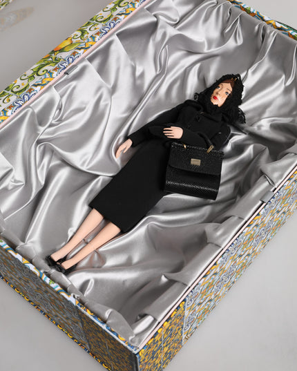 Dolce & Gabbana Black Dress Ceramic Porcelain Fashion Leather Sicily Dolls