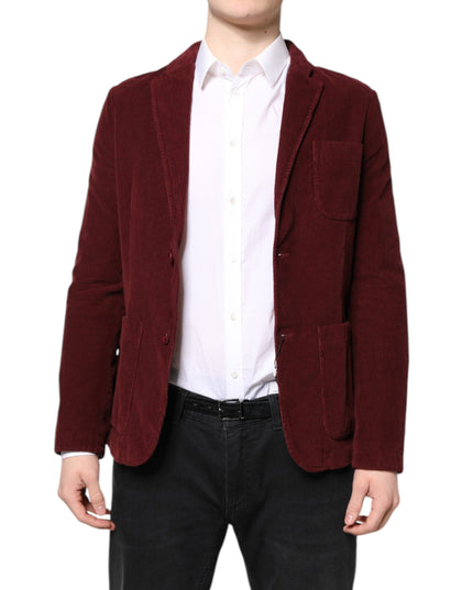 GF Ferre Maroon Corduroy Regular Fit Men Coat Blazer Jacket