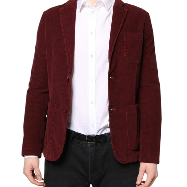 GF Ferre Maroon Corduroy Regular Fit Men Coat Blazer Jacket