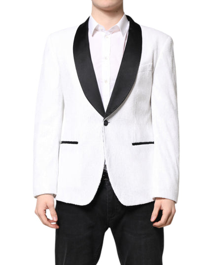 Dolce & Gabbana White Nylon Single Breasted Coat Blazer