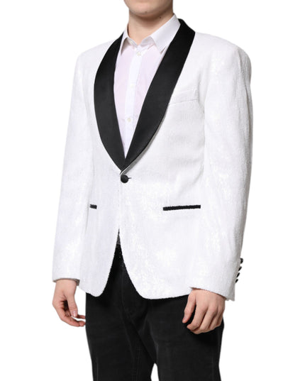 Dolce & Gabbana White Nylon Single Breasted Coat Blazer