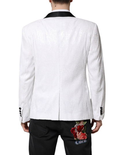 Dolce & Gabbana White Nylon Single Breasted Coat Blazer