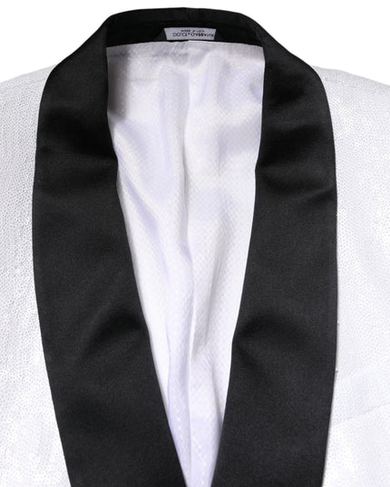 Dolce & Gabbana White Nylon Single Breasted Coat Blazer