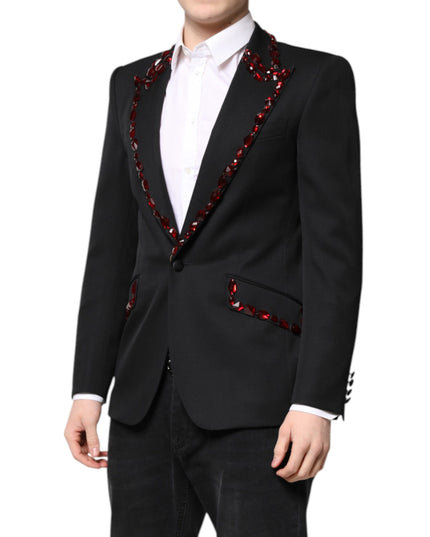 Dolce & Gabbana Black SICILIA CrystalEmbellished Coat Blazer