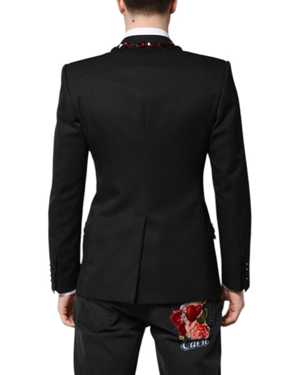 Dolce & Gabbana Black SICILIA CrystalEmbellished Coat Blazer