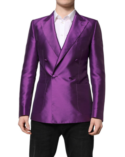 Dolce & Gabbana Purple Double Breasted Men Suit Coat Blazer