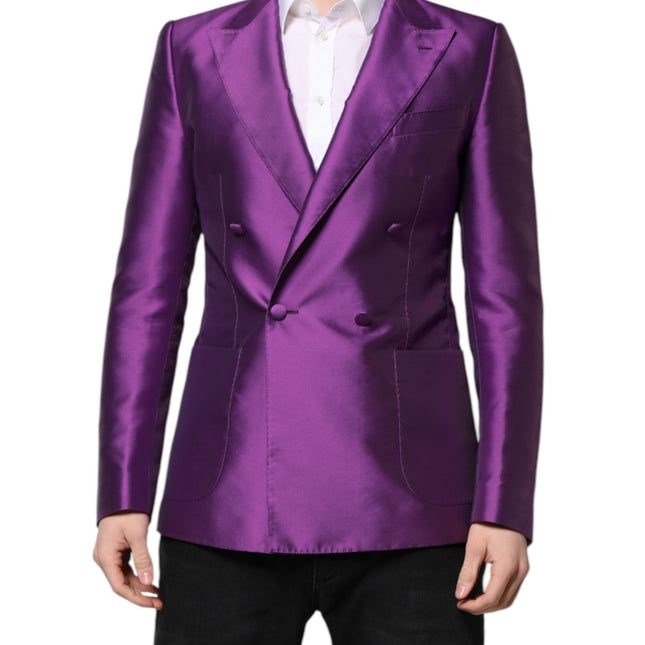Dolce & Gabbana Purple Double Breasted Men Suit Coat Blazer