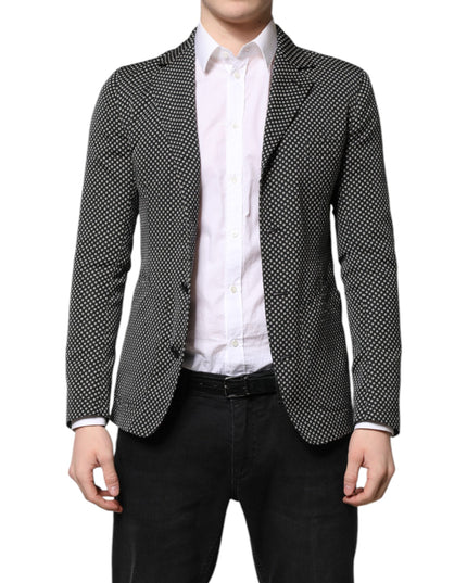 Dolce & Gabbana Black White Patterned Men Suit Coat Blazer