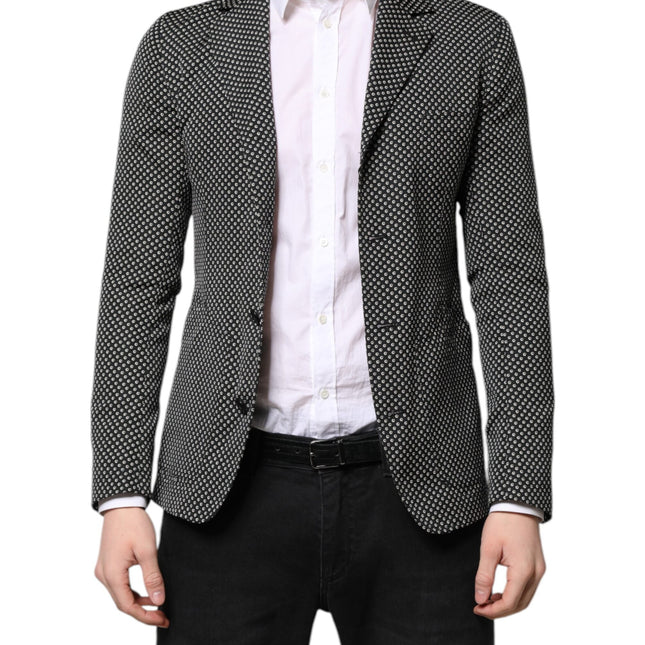 Dolce & Gabbana Black White Patterned Men Suit Coat Blazer