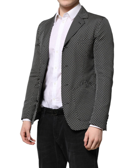 Dolce & Gabbana Black White Patterned Men Suit Coat Blazer