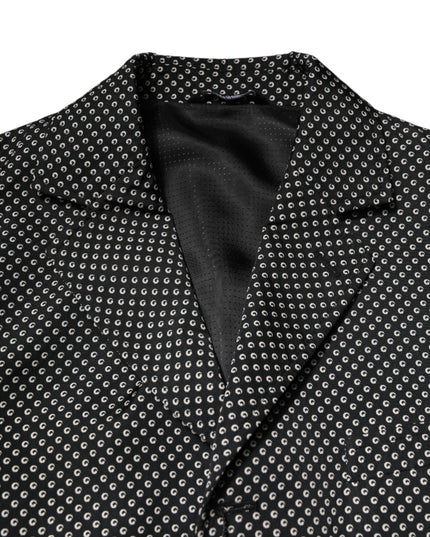 Dolce & Gabbana Black White Patterned Men Suit Coat Blazer