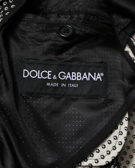 Dolce & Gabbana Black White Patterned Men Suit Coat Blazer