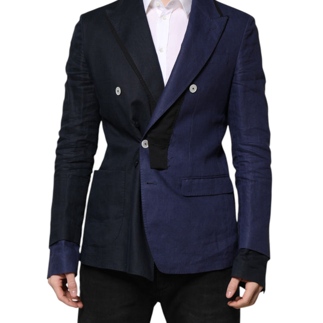 Dolce & Gabbana Navy Blue Double Breasted Suit Coat Blazer