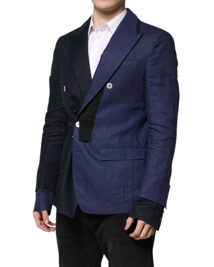 Dolce & Gabbana Navy Blue Double Breasted Suit Coat Blazer