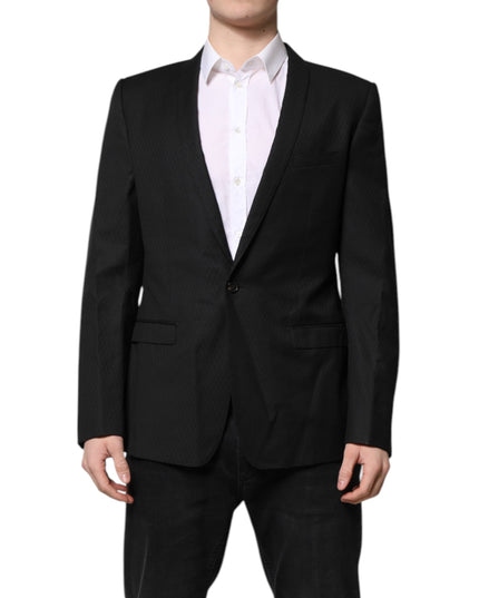 Dolce & Gabbana Black GOLD Single Breasted Suit Coat Blazer