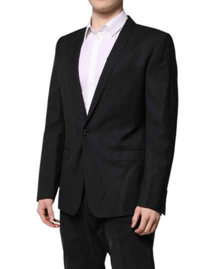 Dolce & Gabbana Black GOLD Single Breasted Suit Coat Blazer