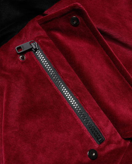 Dolce & Gabbana Red Black Cotton Logo FullZip Bomber Jacket