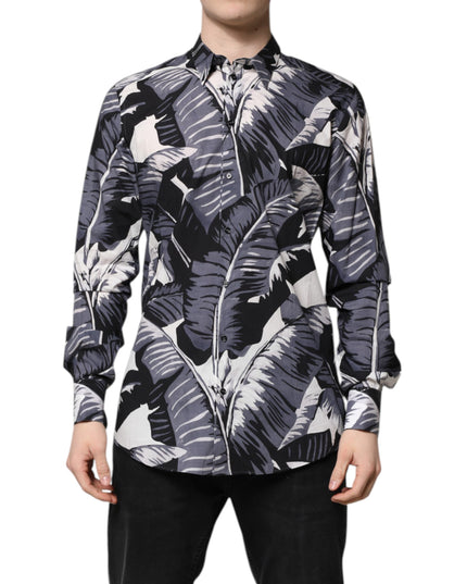 Dolce & Gabbana Multicolor GOLD Cotton Banana Leaf Print Shirt