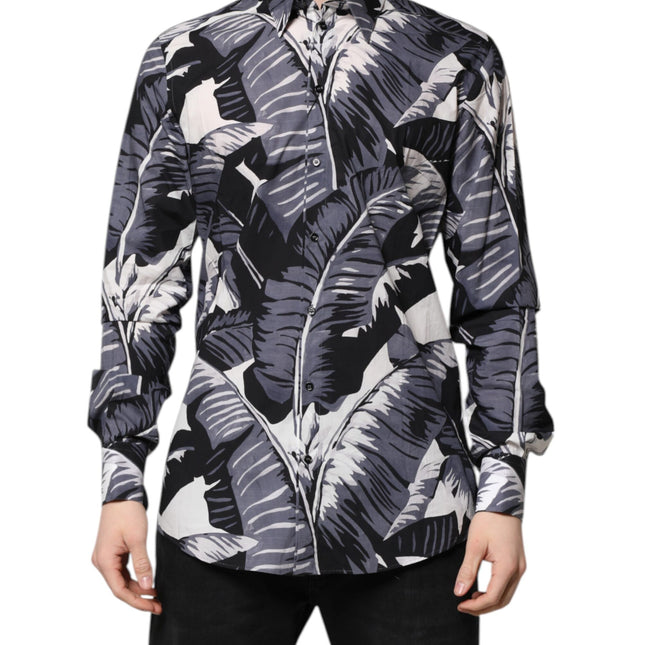 Dolce & Gabbana Multicolor GOLD Cotton Banana Leaf Print Shirt