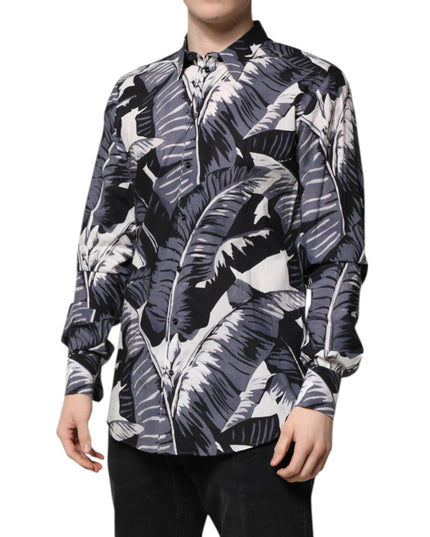 Dolce & Gabbana Multicolor GOLD Cotton Banana Leaf Print Shirt
