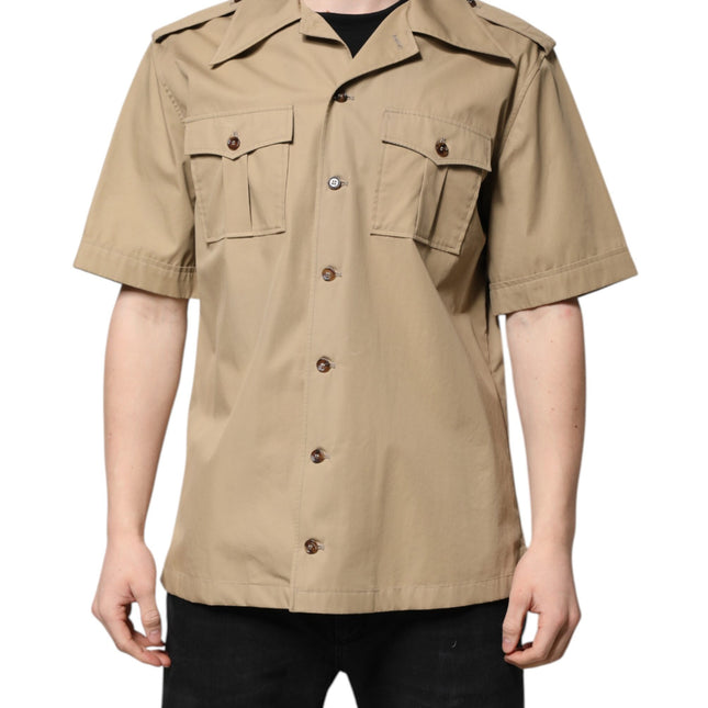 Dolce & Gabbana Brown Graphic Print Short Sleeves Shirt