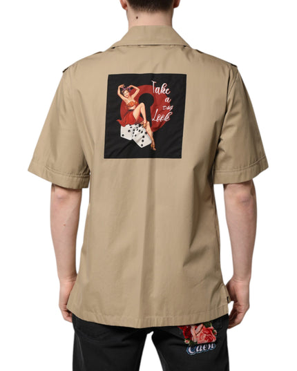 Dolce & Gabbana Brown Graphic Print Short Sleeves Shirt