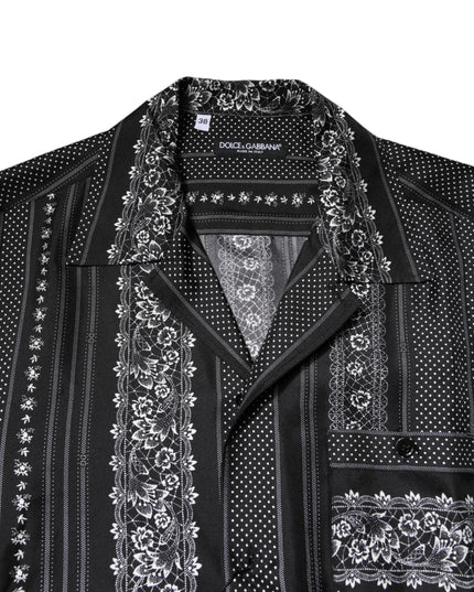 Dolce & Gabbana Black Silk Floral Print Short Sleeves Shirt